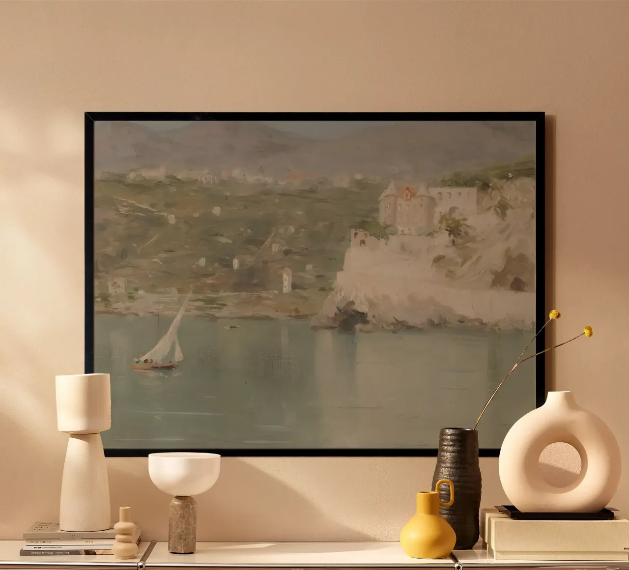 Boudin: Costa di Antibes, Paesaggio marino impressionista, Ri francese poster da NorwesClub