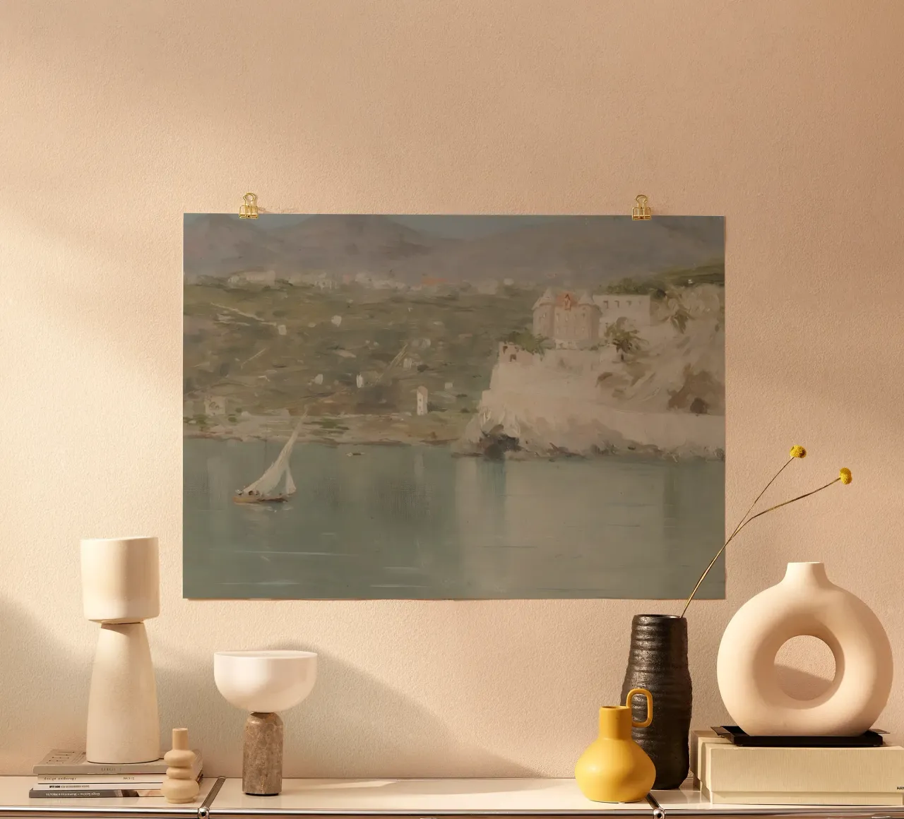 Boudin: Costa di Antibes, Paesaggio marino impressionista, Ri francese poster da NorwesClub