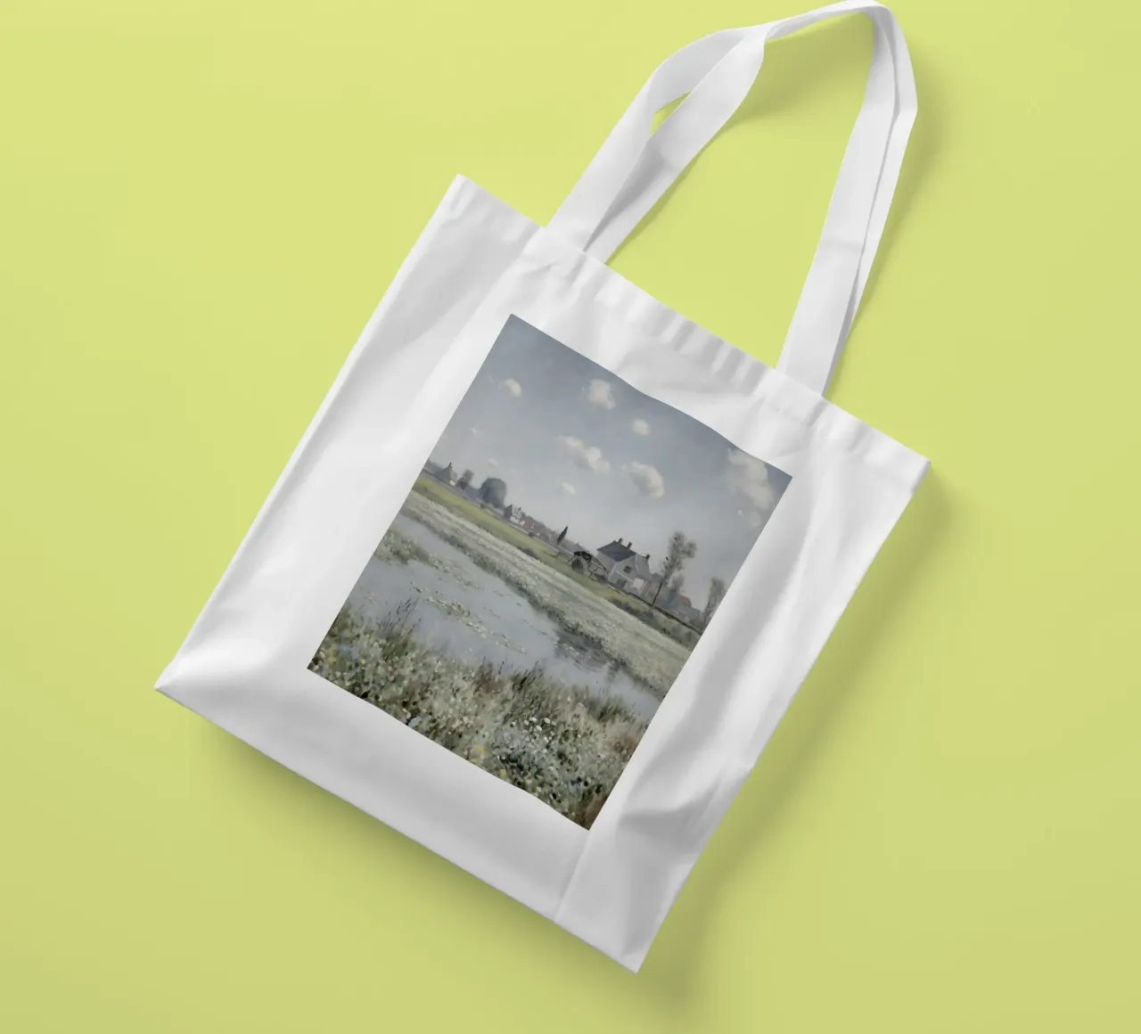 Monet Style: Field of White Flowers, Impressionist Landscape tote bag by NorwesClub