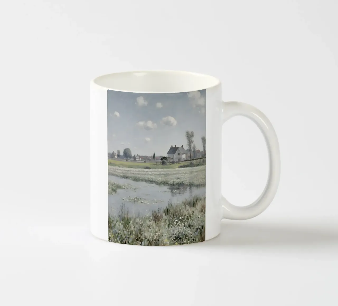 Stile Monet: Campo di fiori bianchi, Paesaggio impressionista tazza in ceramica da NorwesClub