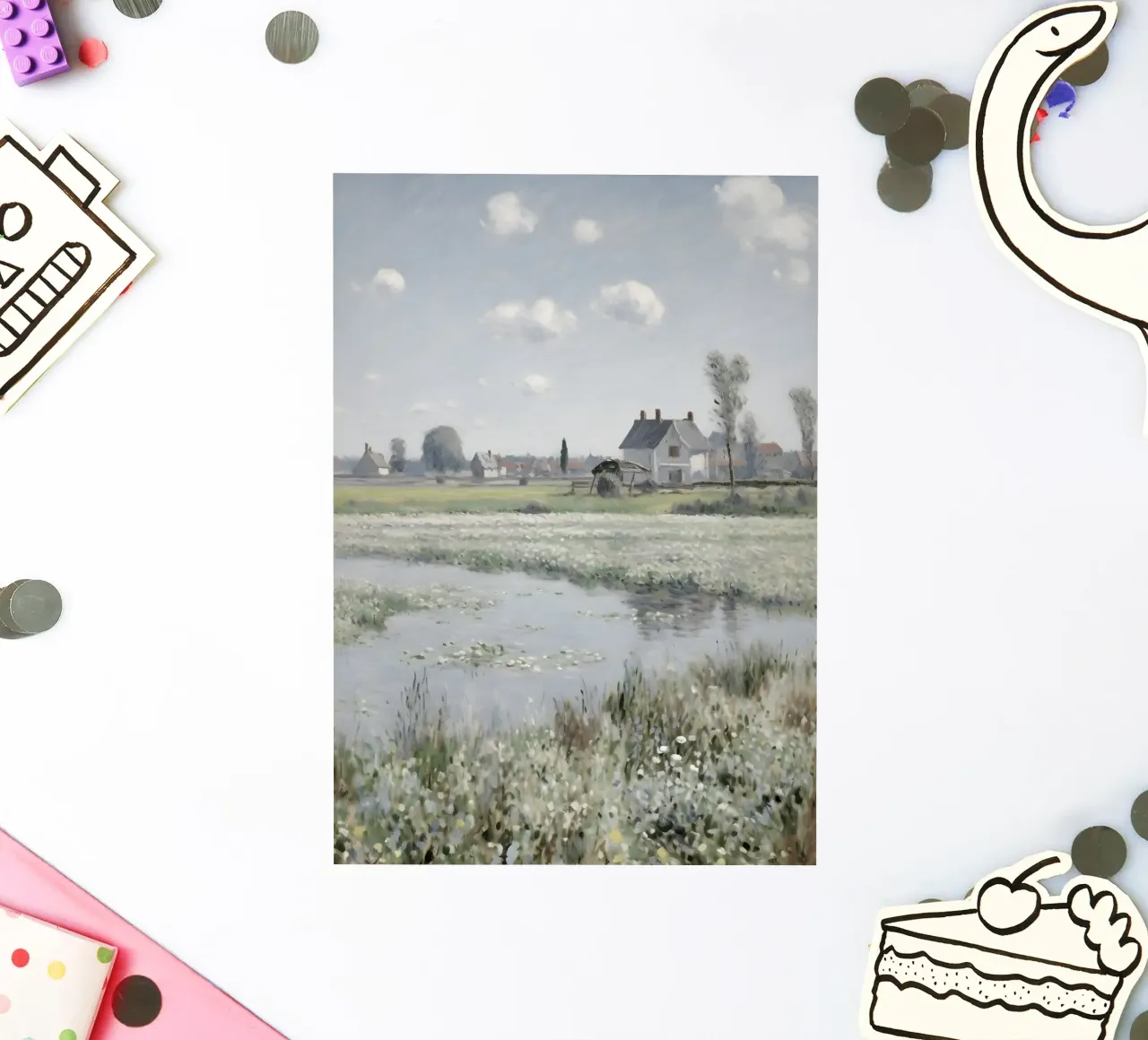 Monet Style: Field of White Flowers, Impressionist Landscape sticker by NorwesClub
