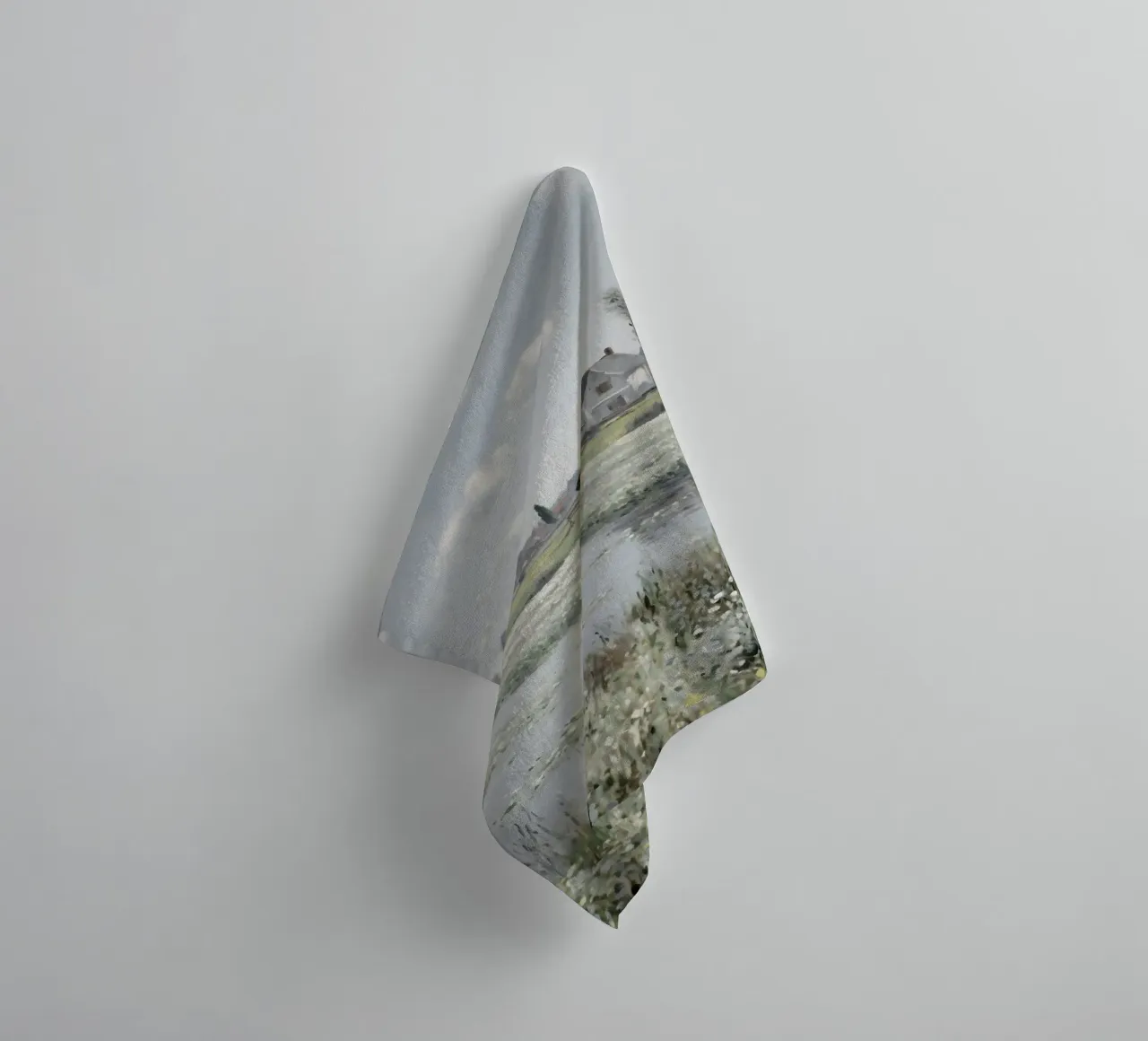 Le style Monet : Champ de fleurs blanches, paysage impressionniste serviette de bain de NorwesClub