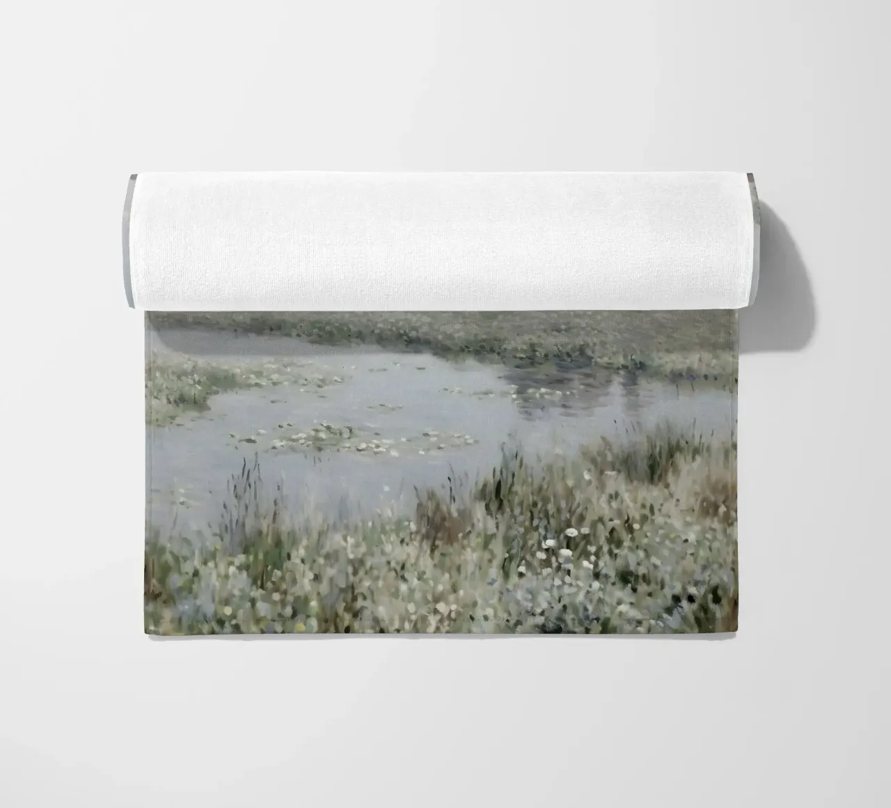Stile Monet: Campo di fiori bianchi, Paesaggio impressionista telo mare da NorwesClub