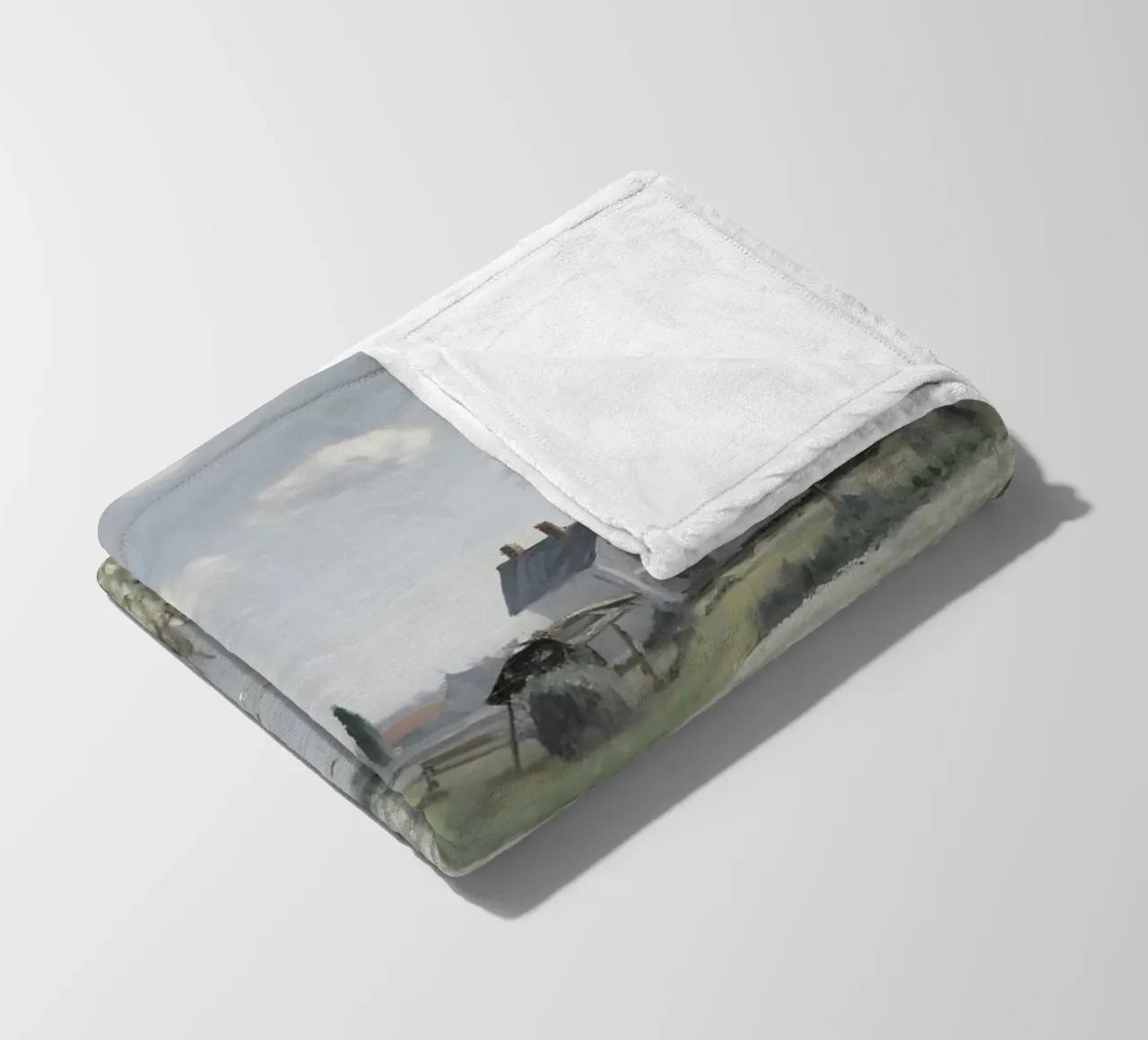 Monet Style: Field of White Flowers, Impressionist Landscape fleece blanket by NorwesClub