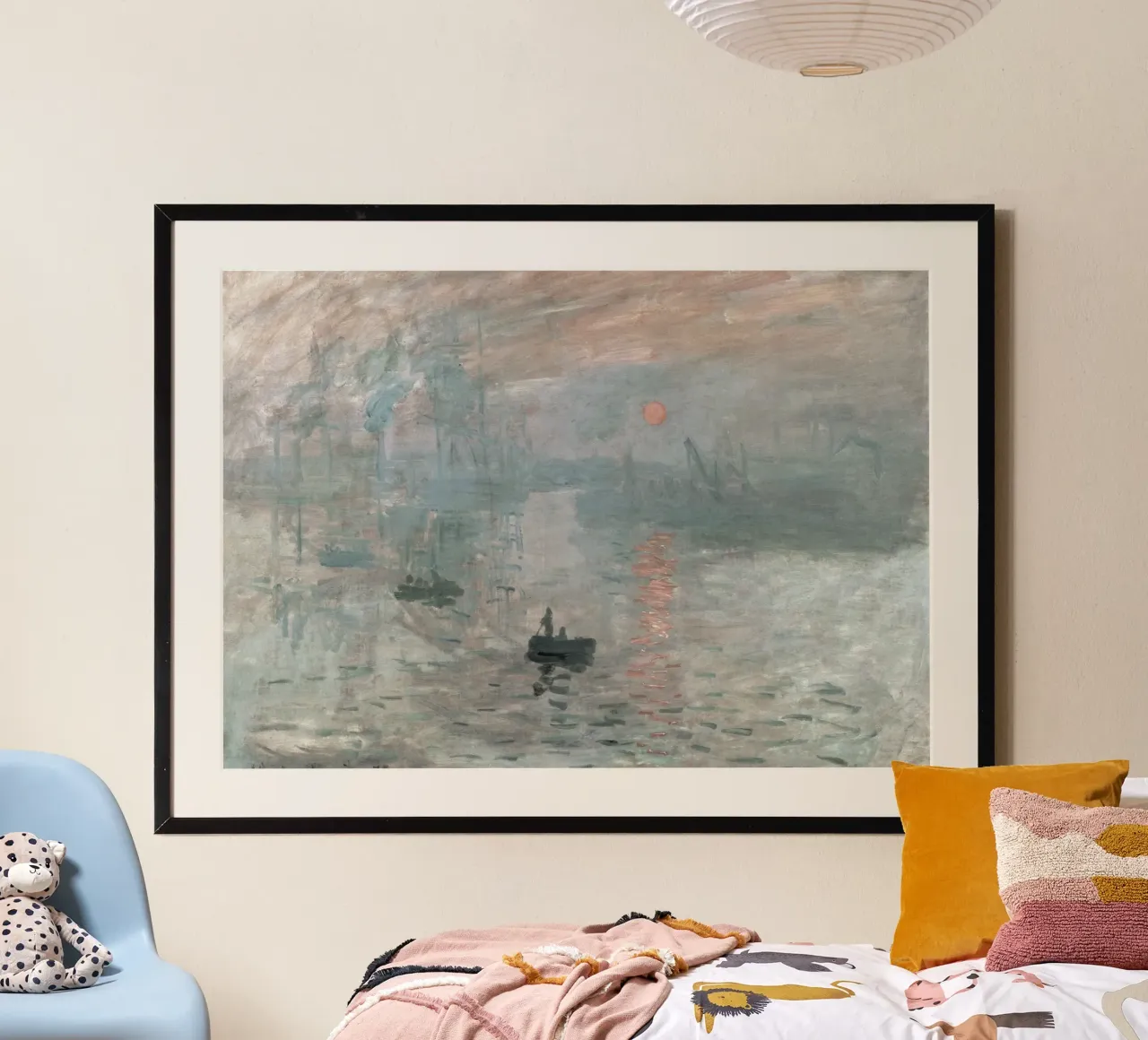 Monet: Impressione, alba, icona dell'impressionismo, paesaggio marino poster con telaio in legno da NorwesClub
