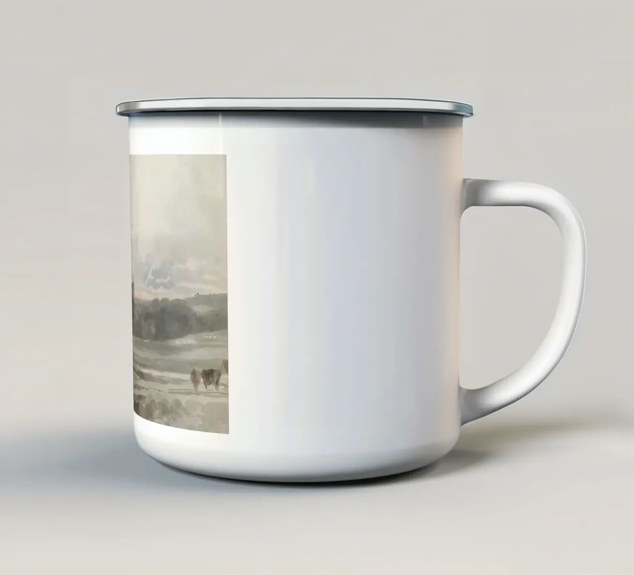 De Wint: Abbazia di Kirkstall, paesaggio romantico, rovina d'epoca tazza in smalto da NorwesClub