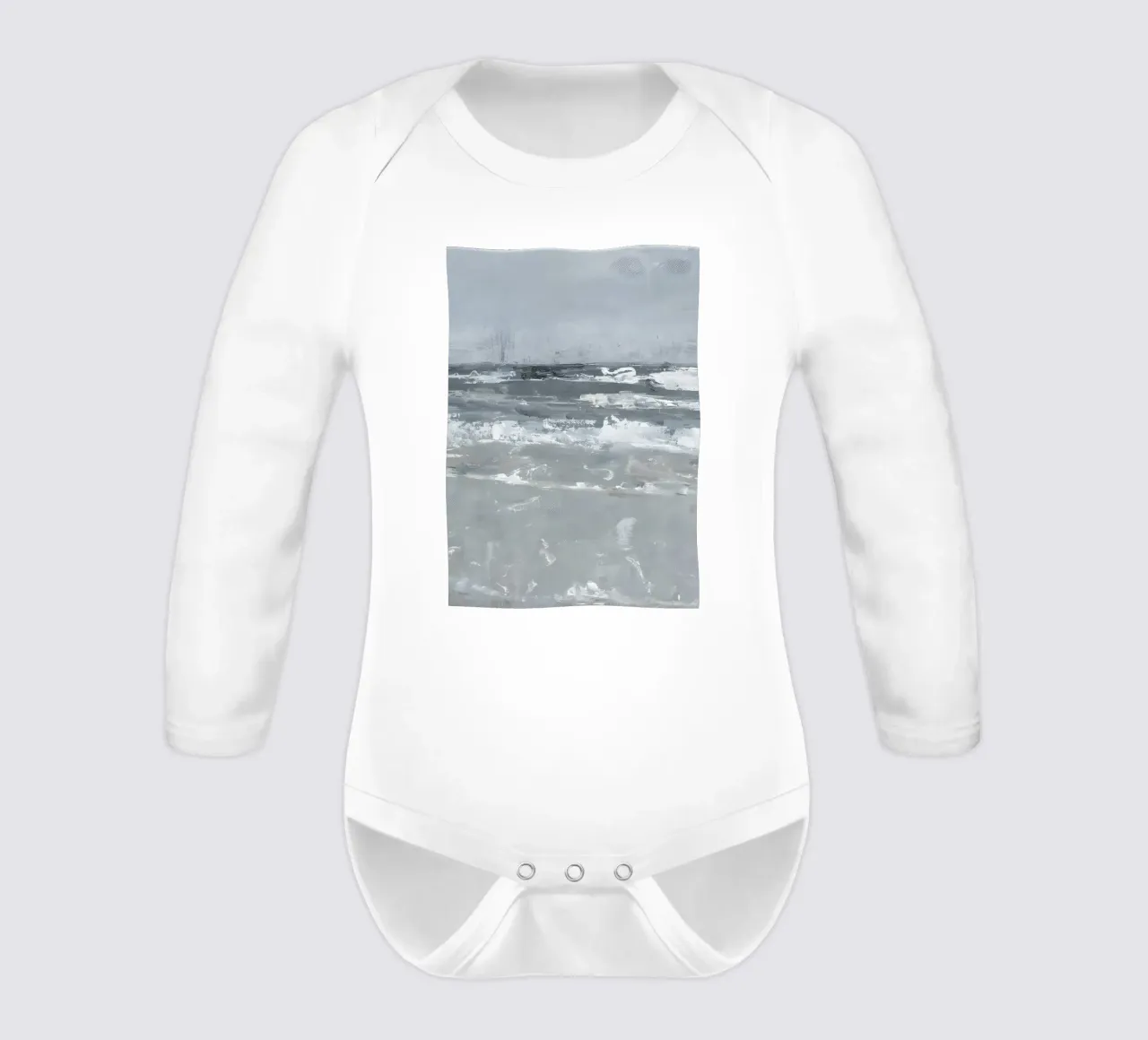 Clement Scott: Ruhige Wellen, Abstrakte Meereslandschaft, Minimalistischer Ozean Langarm Babybody von NorwesClub