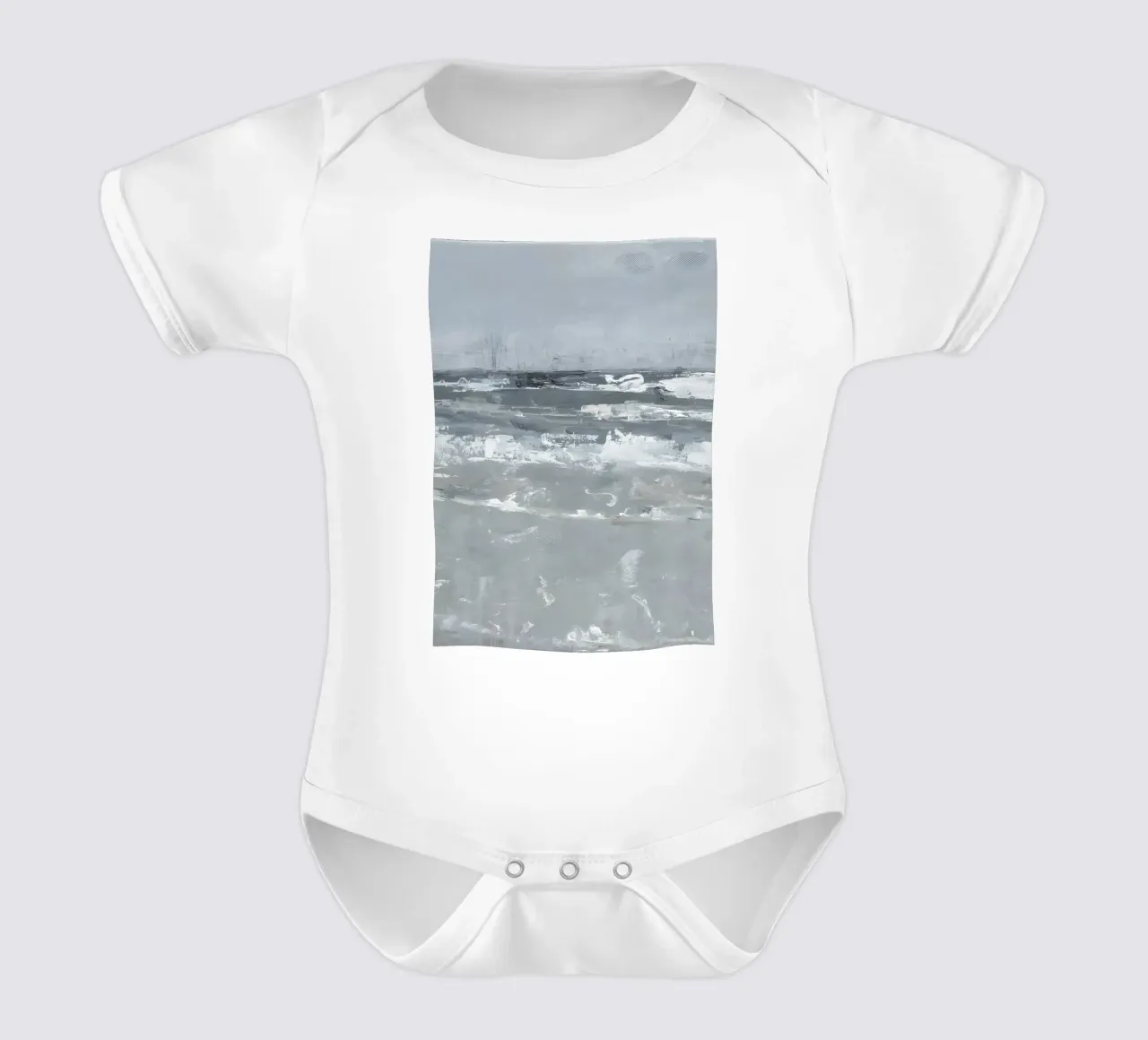 Clement Scott: Calm Waves, Abstract Seascape, Minimalist Oce short-sleeve baby romper by NorwesClub