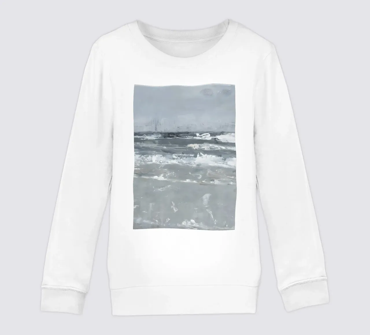 Clement Scott: kalme golven, abstract zeegezicht, minimalistisch oceaanlandschap kinder sweatshirt van NorwesClub