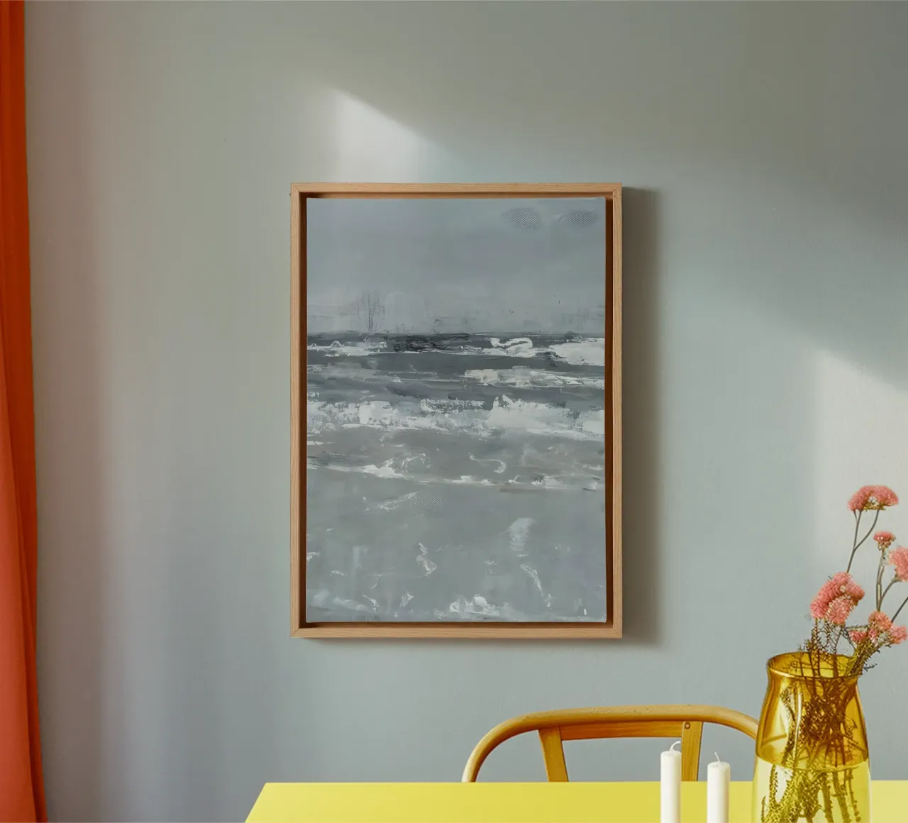 Clement Scott: Calm Waves, Abstract Seascape, Minimalist Oce canvas by NorwesClub