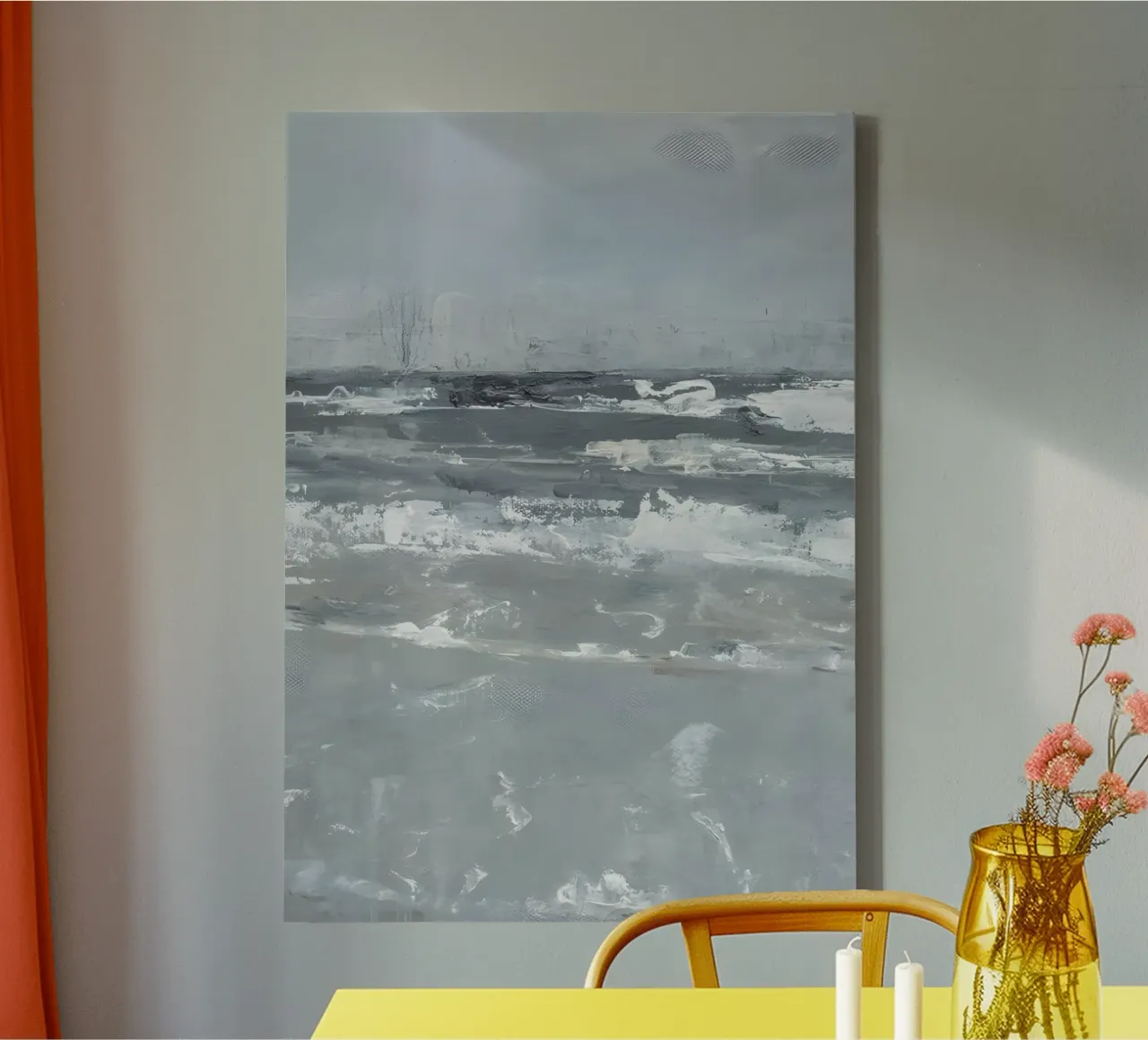 Clement Scott: Calm Waves, Abstract Seascape, Minimalist Oce canvas by NorwesClub