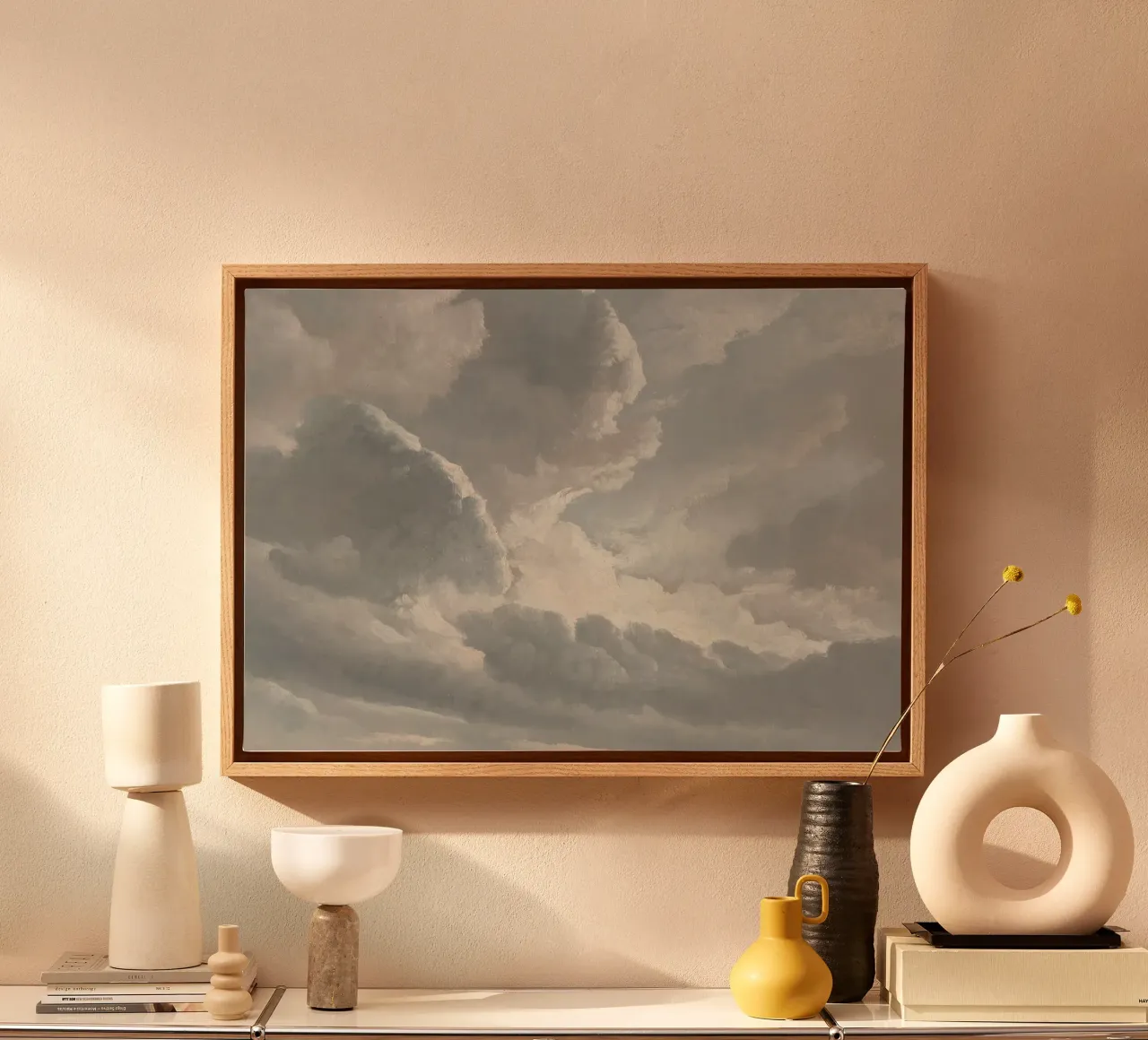 Simon Denis: Studio di nuvole, Tramonto a Roma, Cieli romantici tela con Cornice a cassetta da NorwesClub
