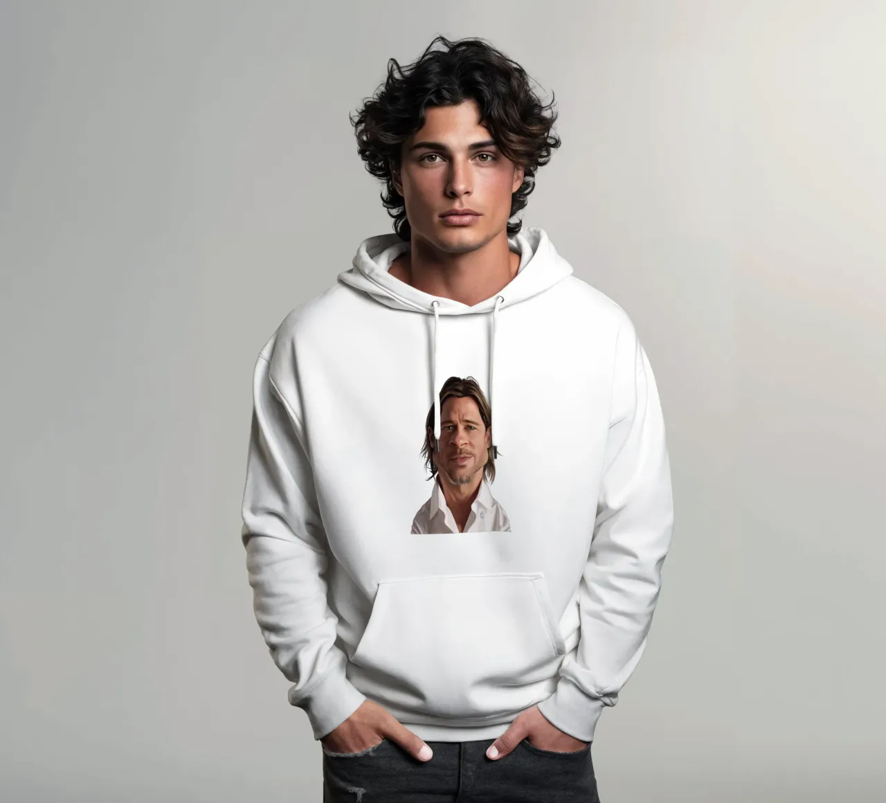 Brad Pitt felpa con cappuccio da Rob Art | Illustration