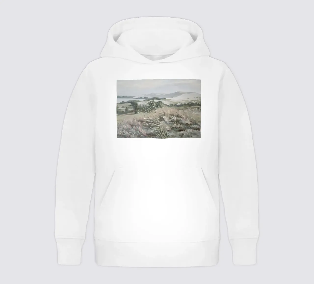Katie Staples: Hillside View, Impressionist Landscape, Sageb kids hoodie by NorwesClub
