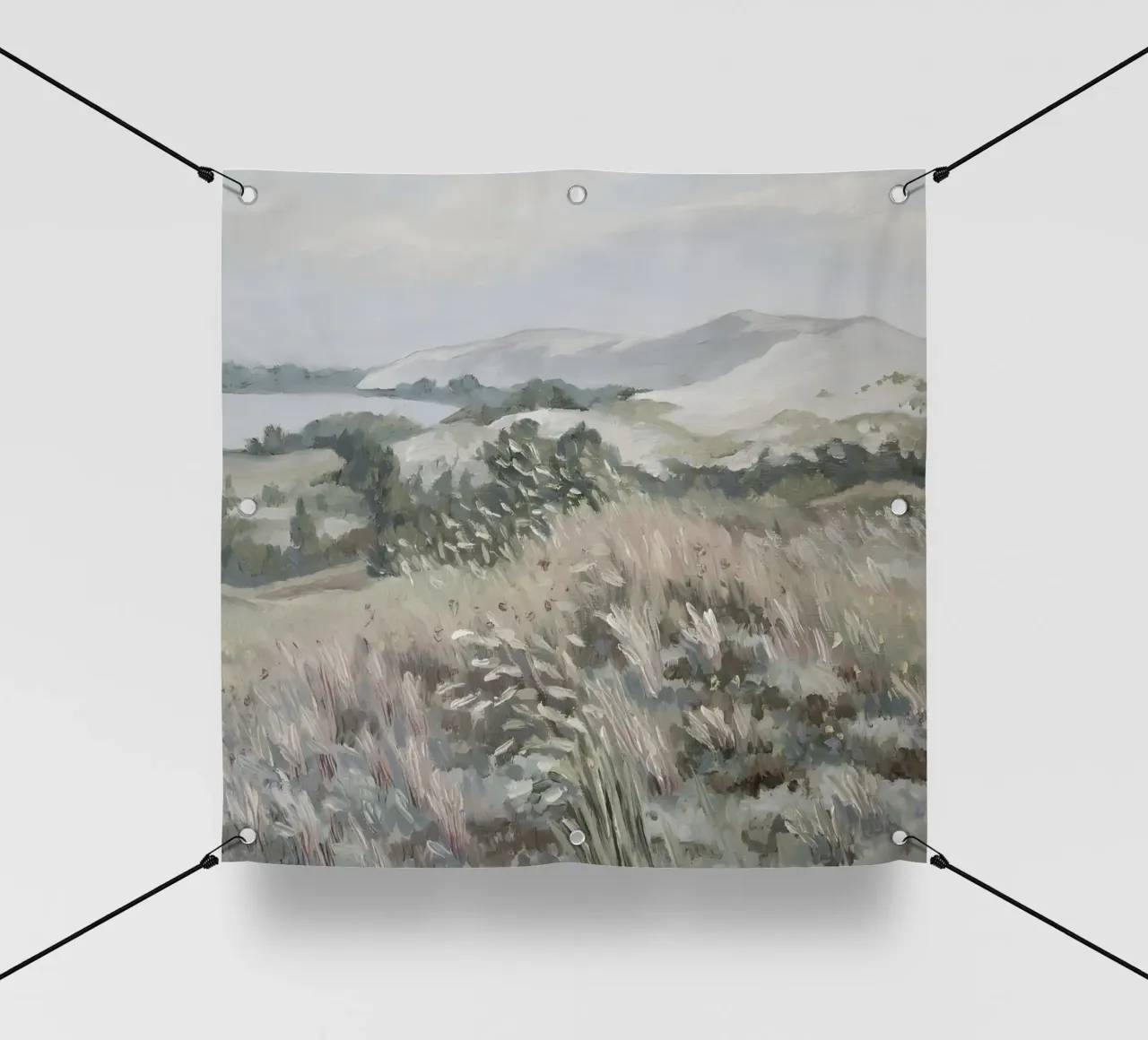 Katie Staples : Vue d'une colline, paysage impressionniste, Sageb bâche pvc de NorwesClub