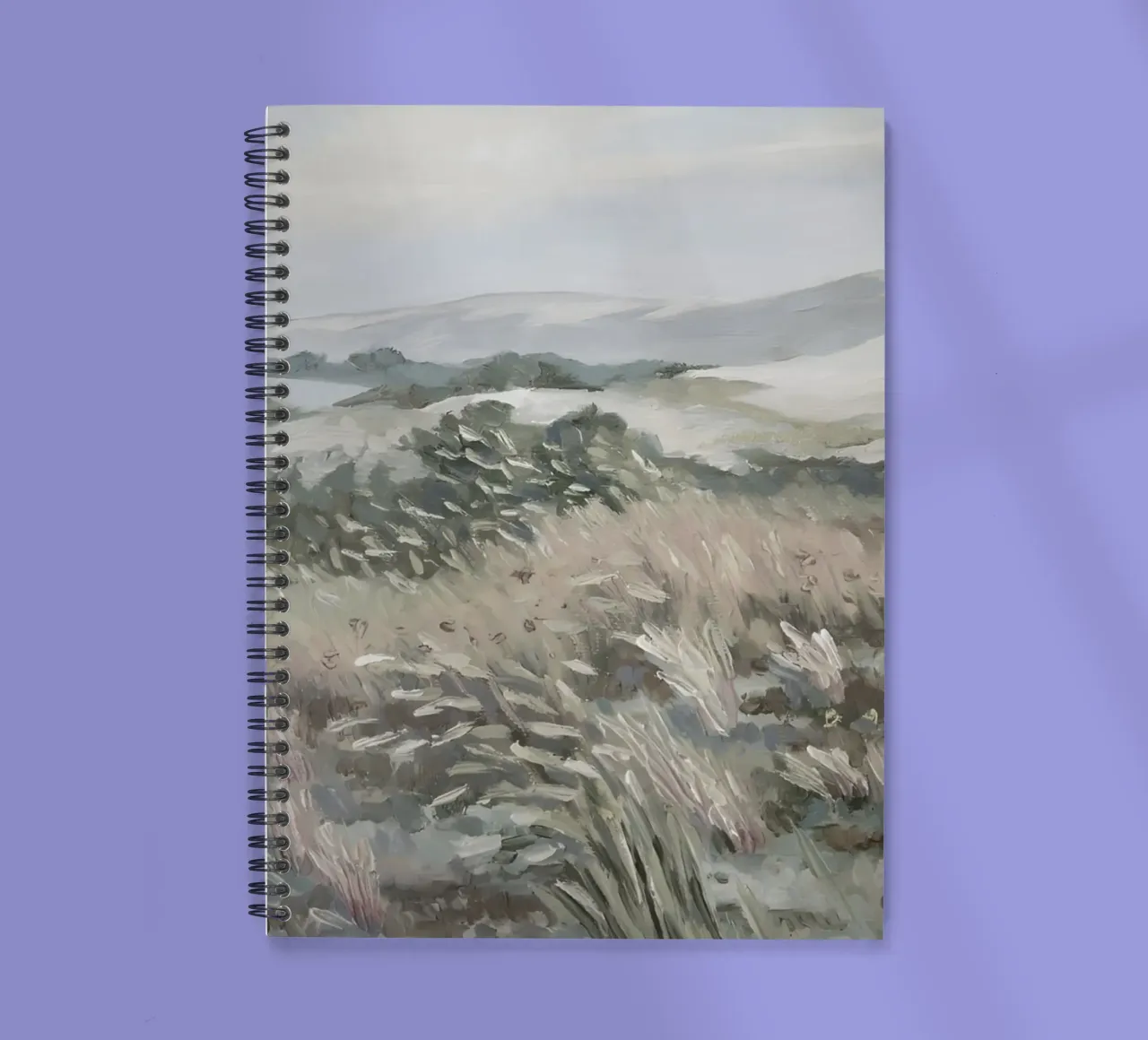 Katie Staples : Vue d'une colline, paysage impressionniste, Sageb carnet à spirale de NorwesClub