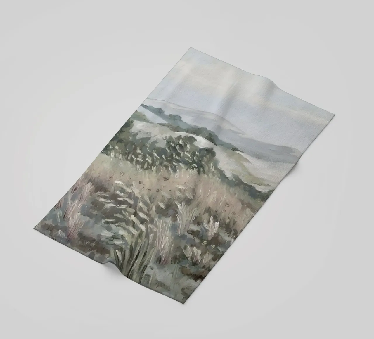 Katie Staples : Vue d'une colline, paysage impressionniste, Sageb serviette de plage de NorwesClub