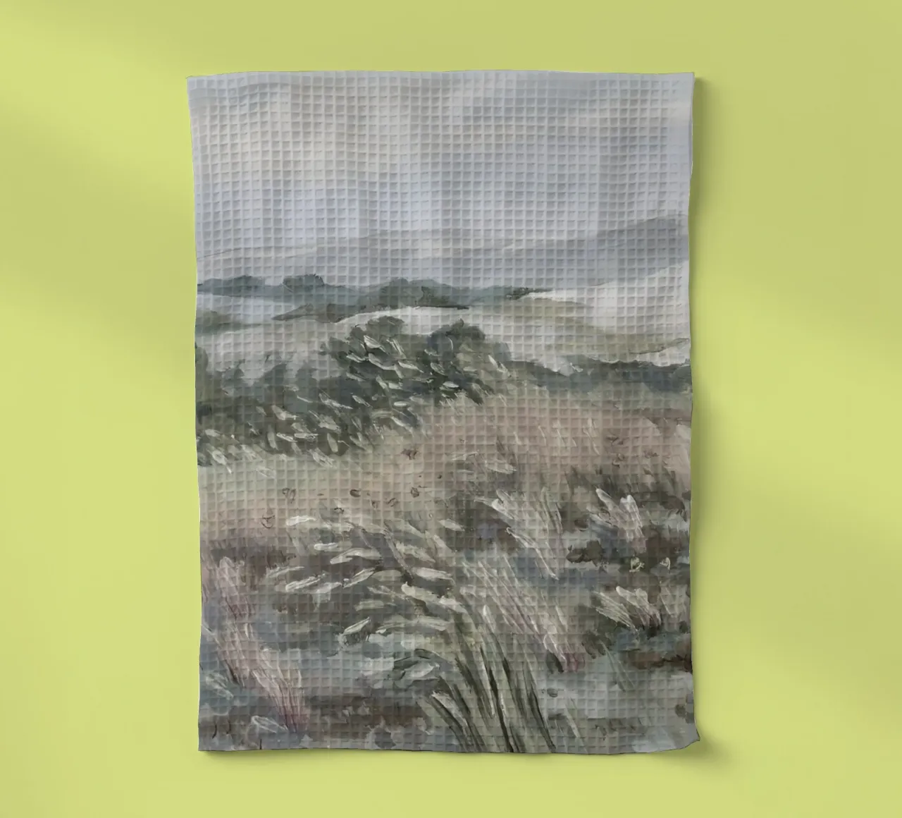 Katie Staples : Vue d'une colline, paysage impressionniste, Sageb torchon de NorwesClub