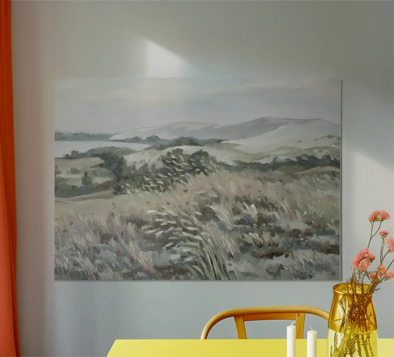 Katie Staples : Vue d'une colline, paysage impressionniste, Sageb hahnemühle de NorwesClub