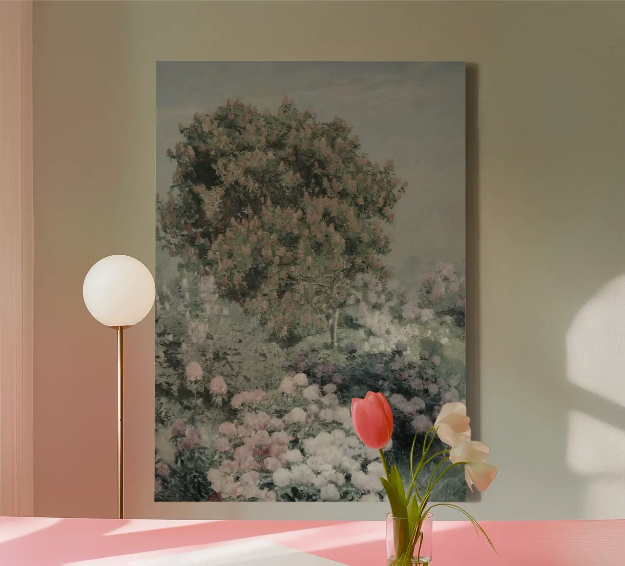 Emile Claus: Bloementuin, Luminisme, Impressionistische Bloesem canvas met Baklijst van NorwesClub