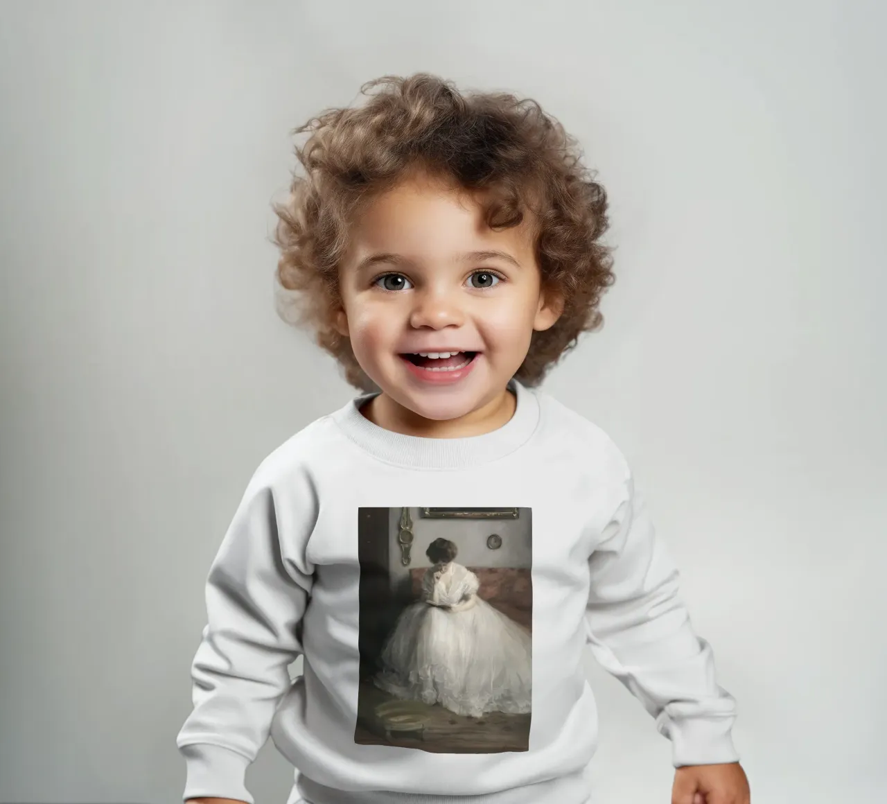 Lettore elegante: Ritratto classico, impressionista, abito bianco felpa neonato da NorwesClub