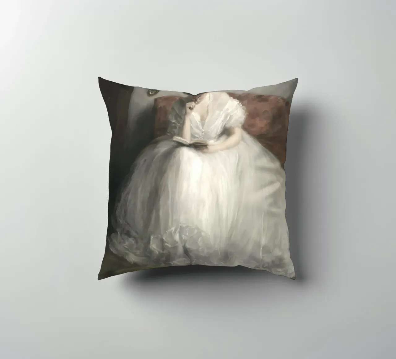 Lettore elegante: Ritratto classico, impressionista, abito bianco cuscino da NorwesClub