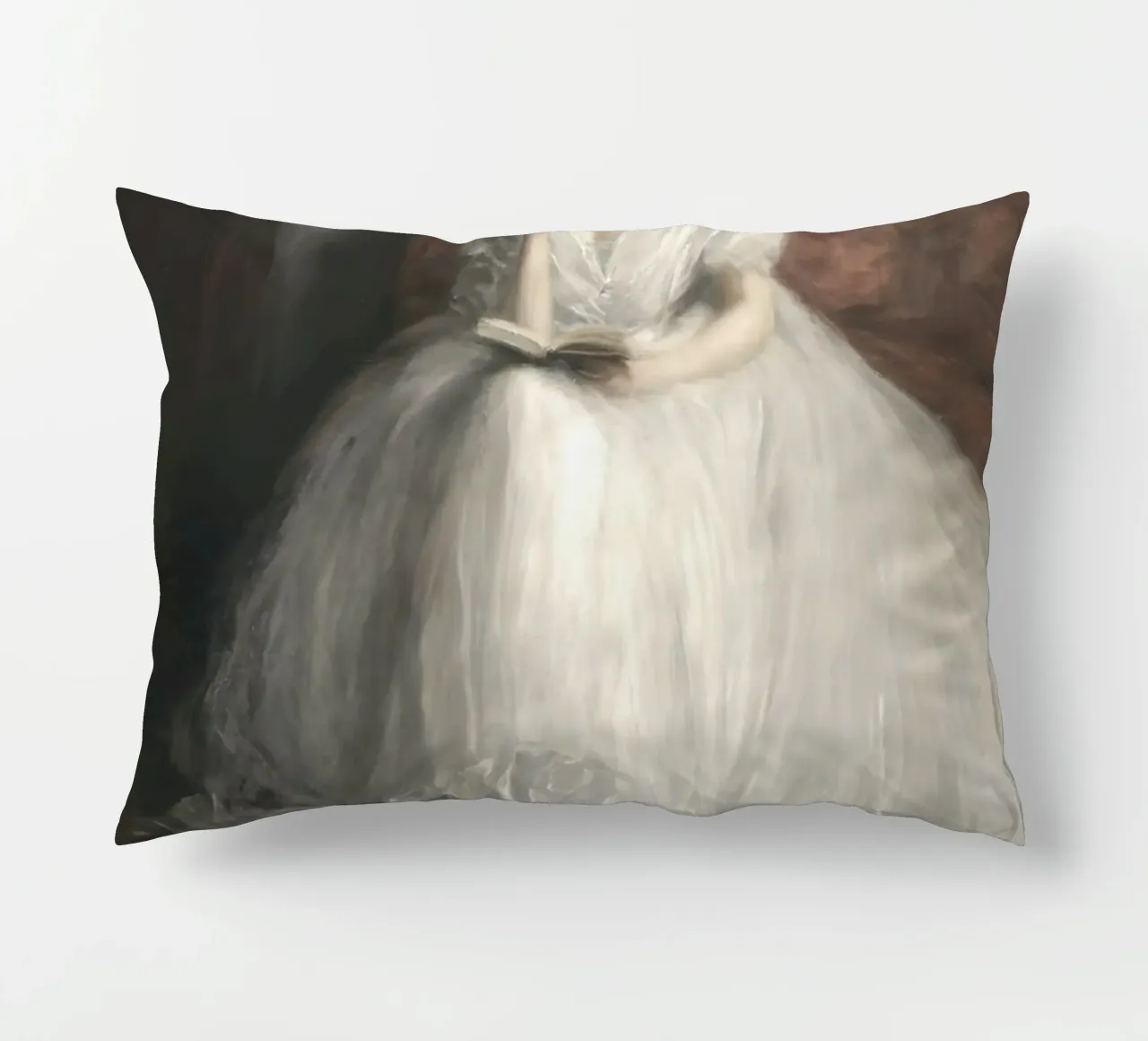 Lettore elegante: Ritratto classico, impressionista, abito bianco cuscino da NorwesClub