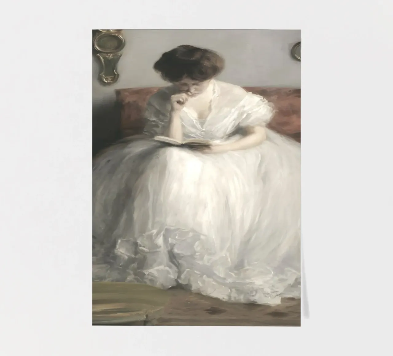 Elegante lezer: Klassiek portret, impressionist, witte jurk stickervel van NorwesClub