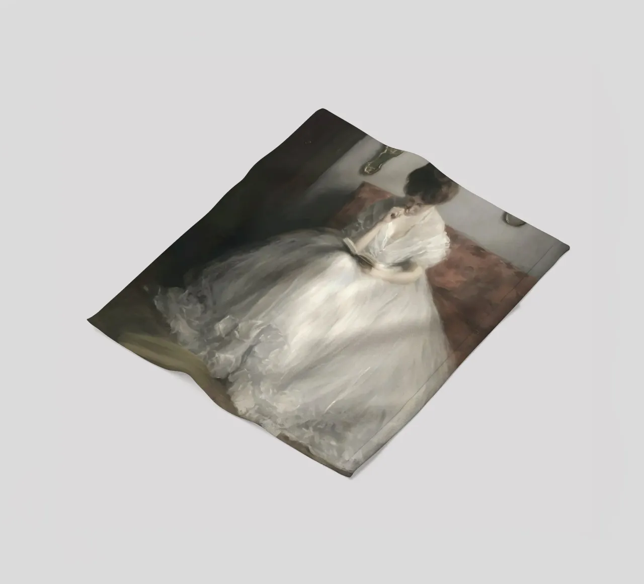 Elegant Reader: Classic Portrait, Impressionist, White Dress fleece blanket by NorwesClub