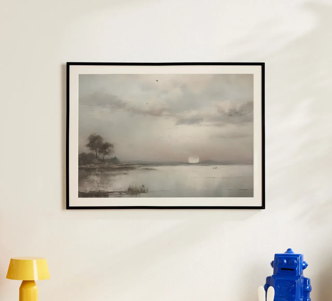 Savrasov Stijl: Serene zonsondergang, Russisch landschap, merenkunst poster van NorwesClub