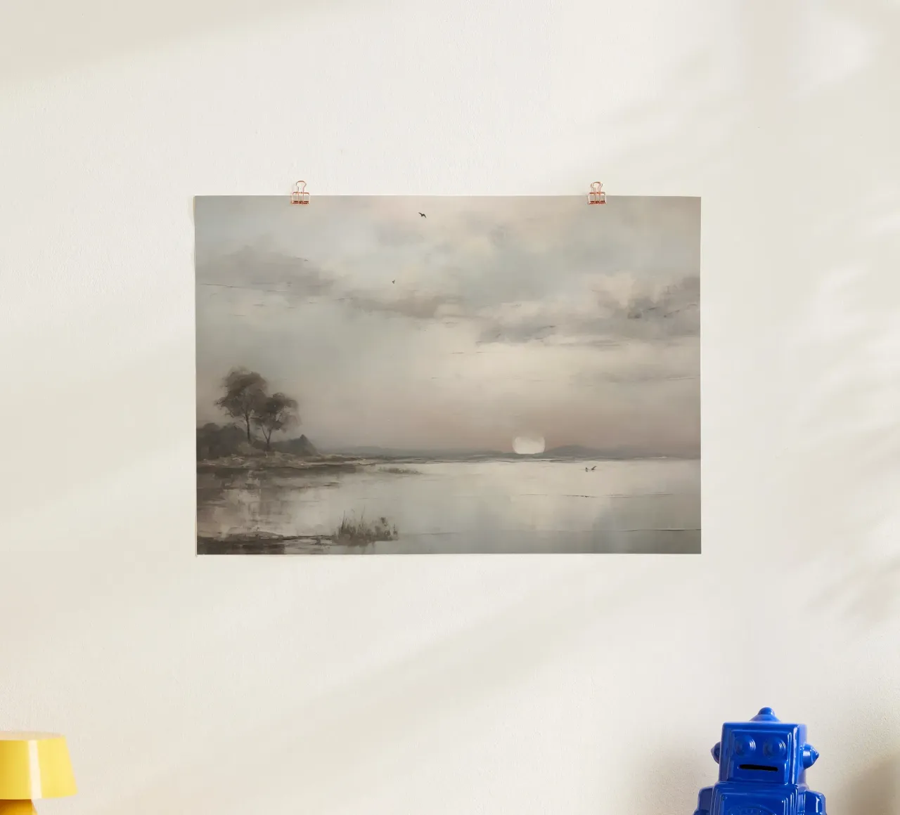 Savrasov Stijl: Serene zonsondergang, Russisch landschap, merenkunst poster van NorwesClub