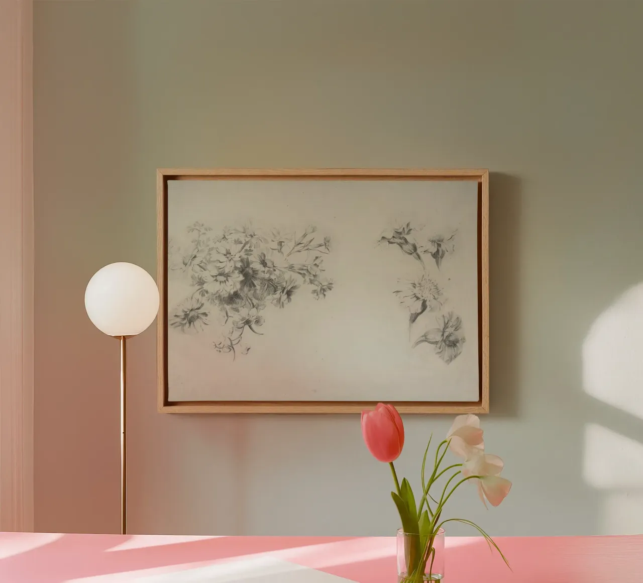 Van Geel: Bloemstudies, Botanische schets, Delicate canvas met Baklijst van NorwesClub