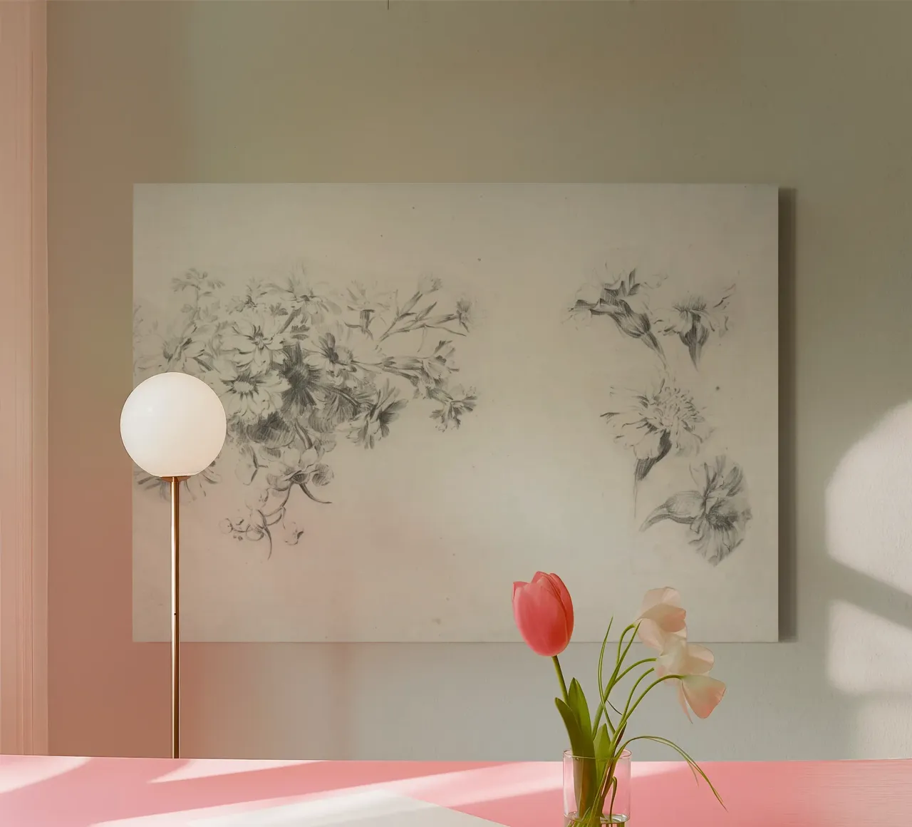 Van Geel: Bloemstudies, Botanische schets, Delicate canvas met Baklijst van NorwesClub