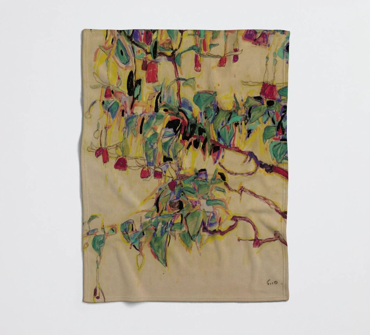 Schiele - Fuchsia II plaid polaire de Vintage by JUNIQE