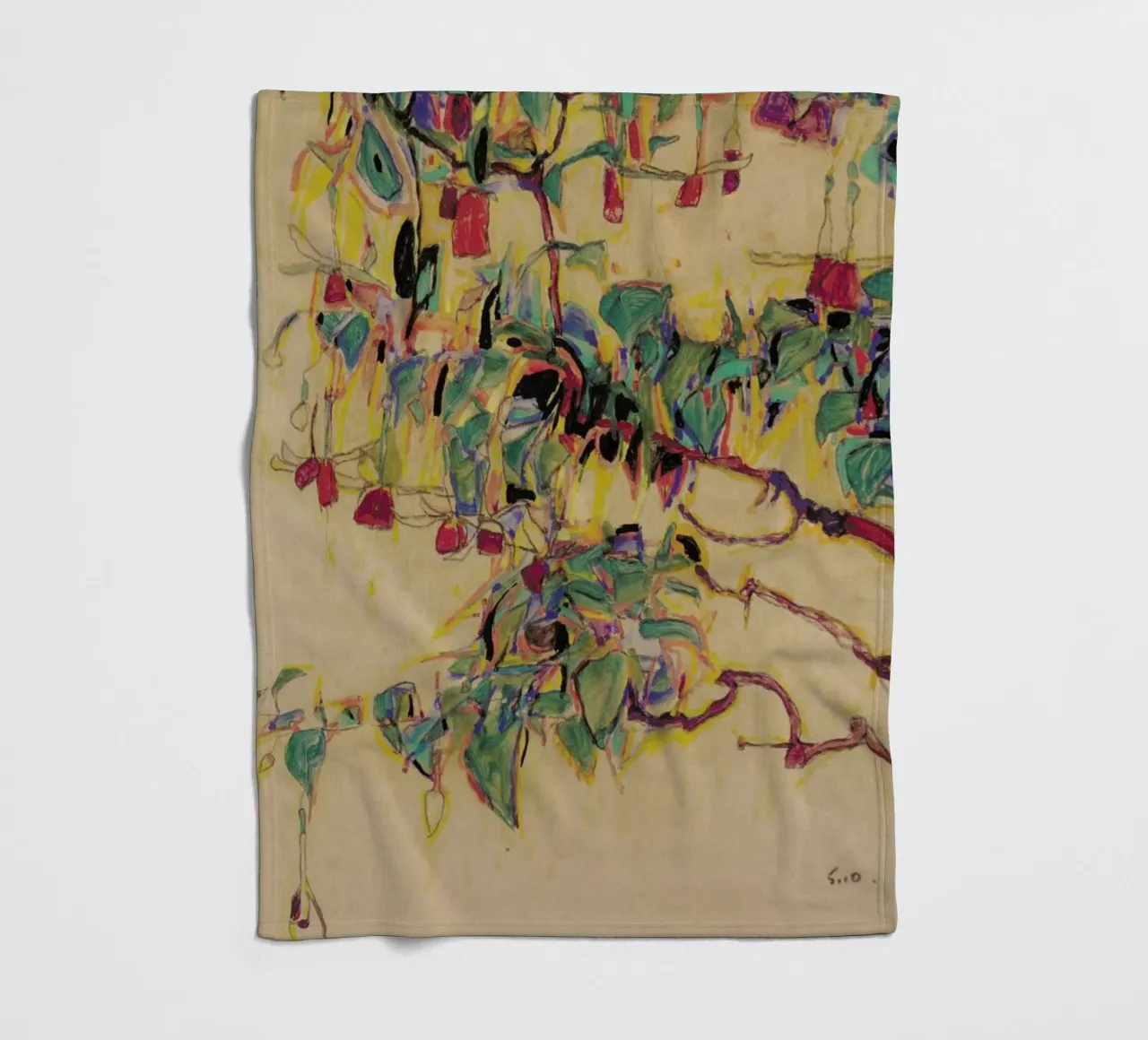 Schiele - Fuchsia II manta de franela de Vintage by JUNIQE
