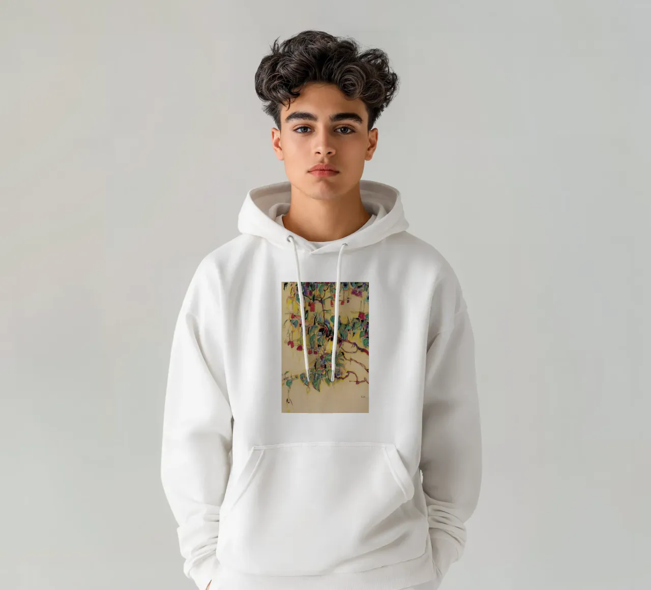 Schiele - Fuchsia II felpa con cappuccio da Vintage by JUNIQE