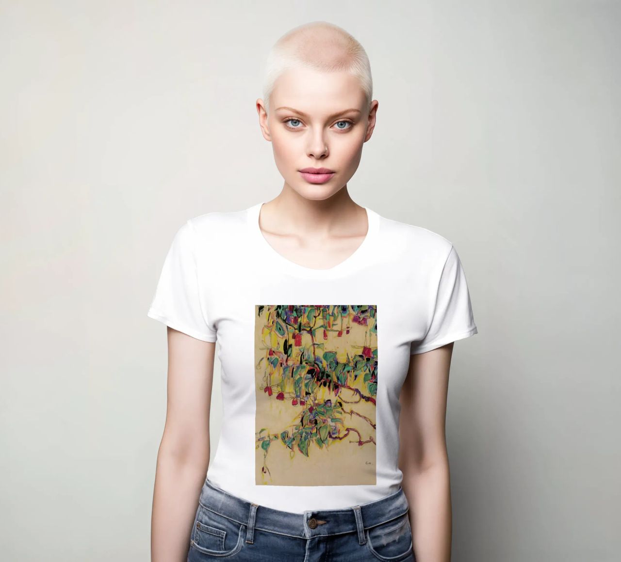 Schiele - Fuchsia II t-shirt ajusté pour femmes de Vintage by JUNIQE