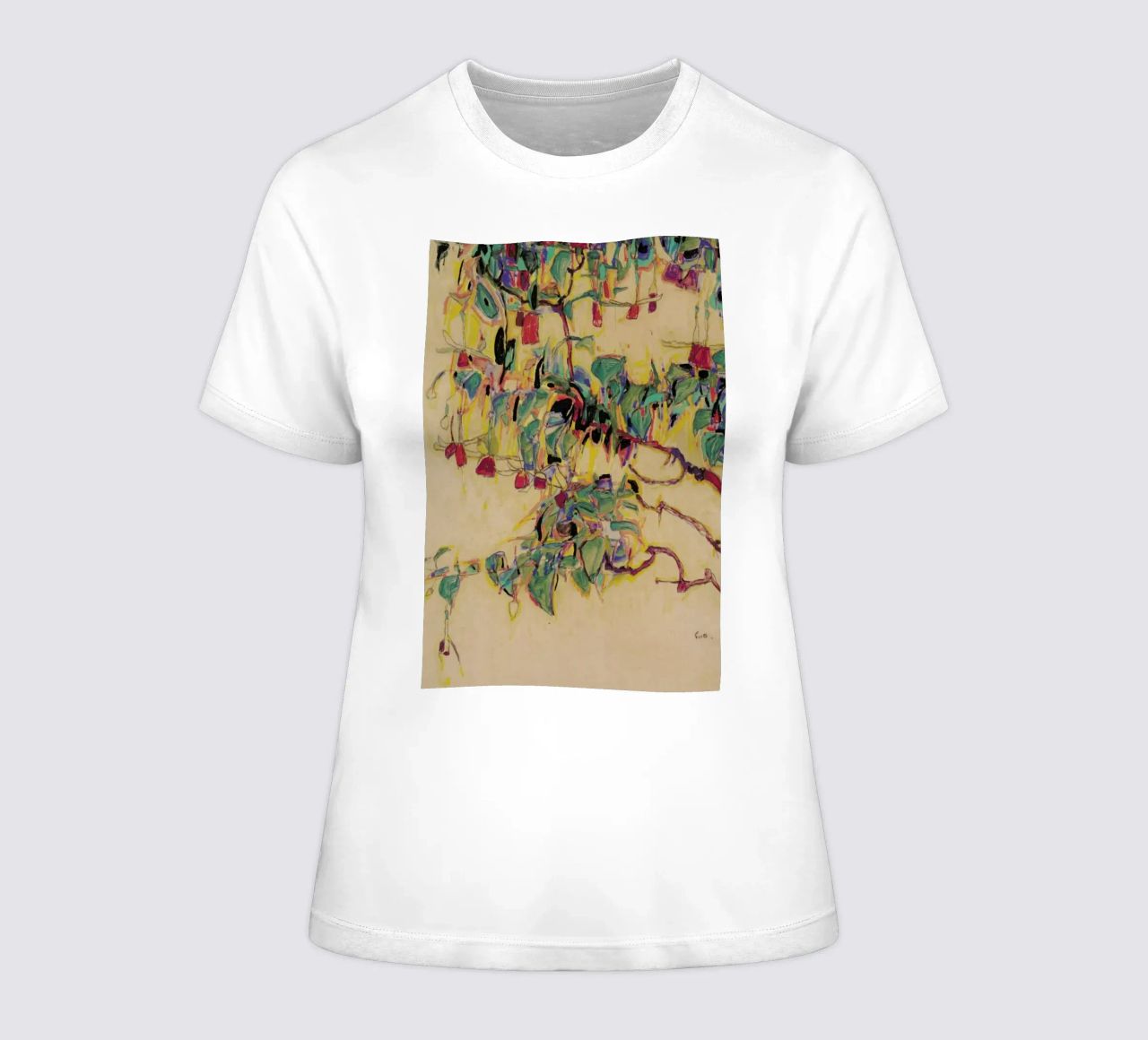 Schiele - Fuchsia II t-shirt ajusté pour femmes de Vintage by JUNIQE