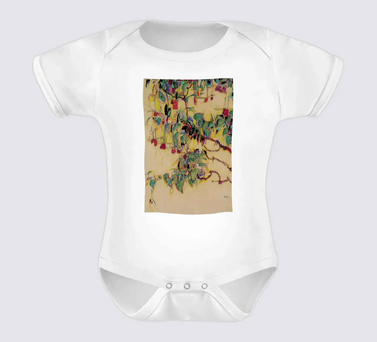 Schiele - Fuchsia II body neonato maniche corte da Vintage by JUNIQE