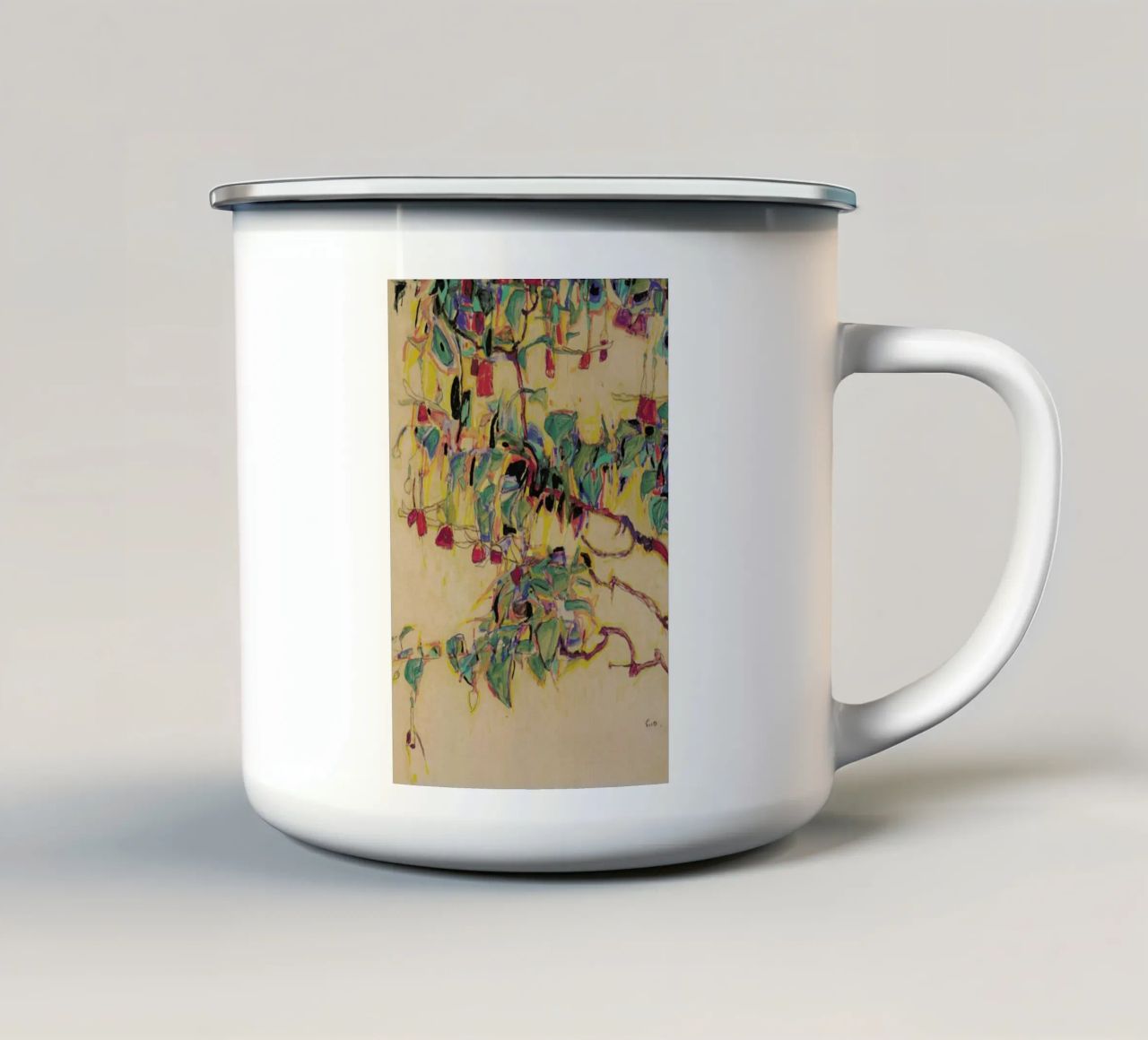 Schiele - Fuchsia II mug en émail de Vintage by JUNIQE