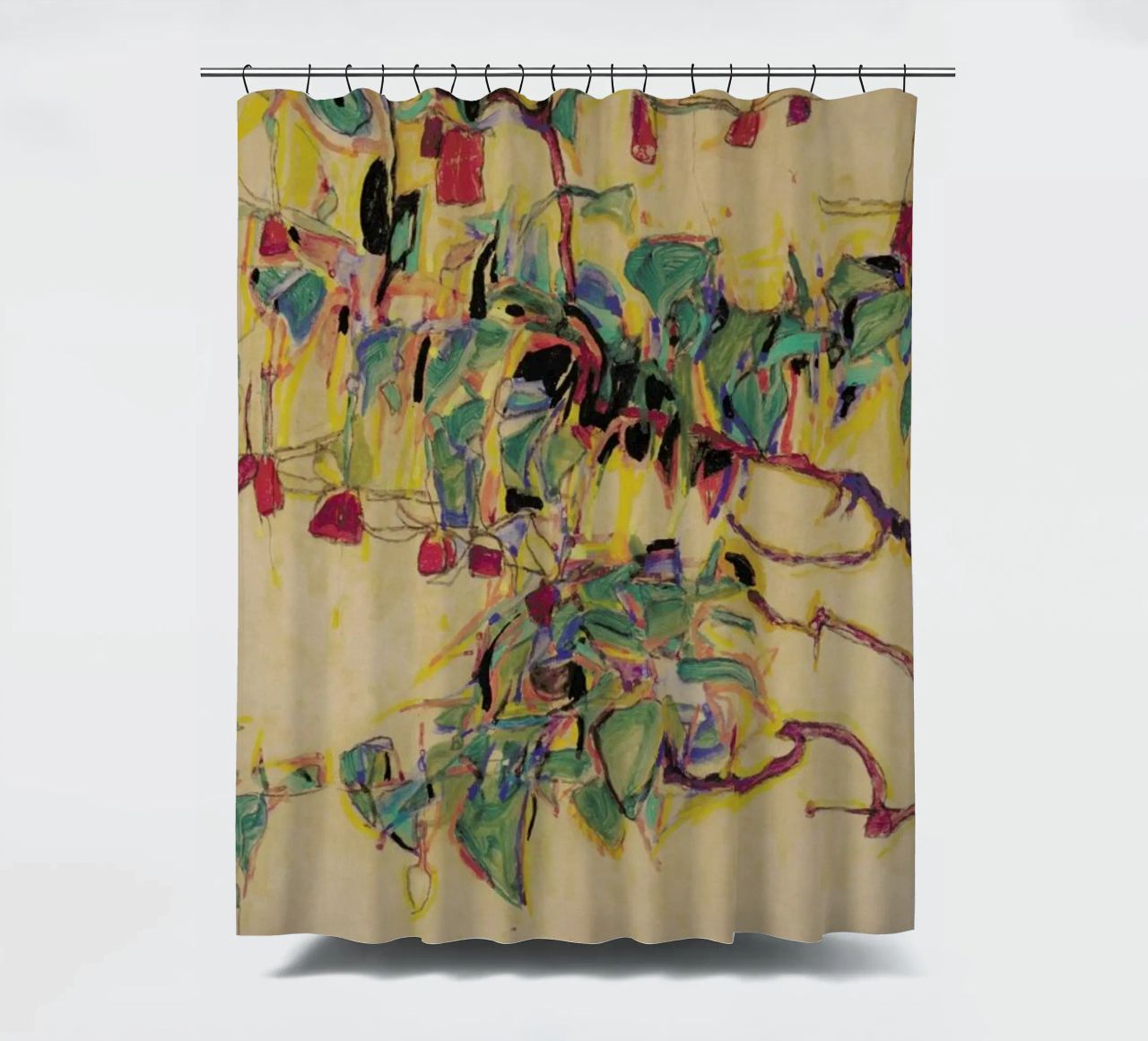 Schiele - Fuchsia II rideau de douche de Vintage by JUNIQE