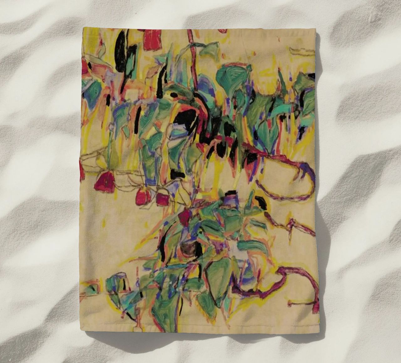 Schiele - Fuchsia II serviette de plage de Vintage by JUNIQE