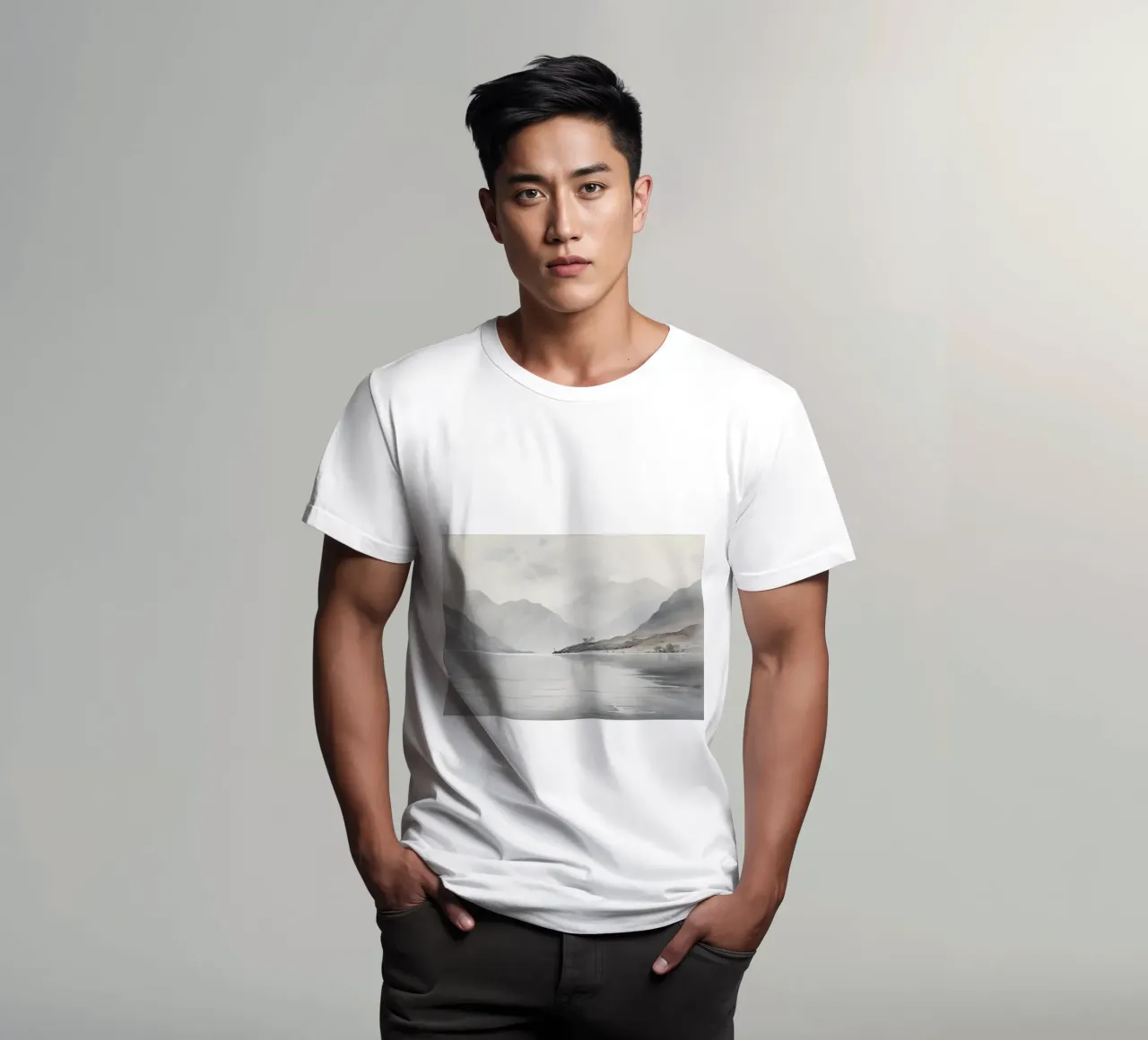 Le style de Chris Hull : Lac brumeux, paysage de montagne serein t-shirt de NorwesClub