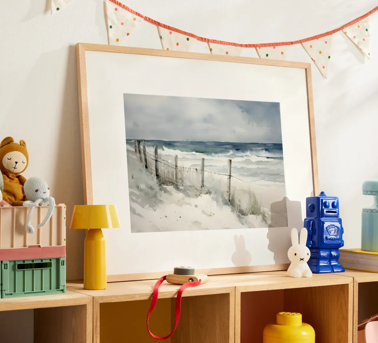 Strand am Meer: Moody Aquarell, Küstenlandschaft, Ozean Wa Poster von NorwesClub