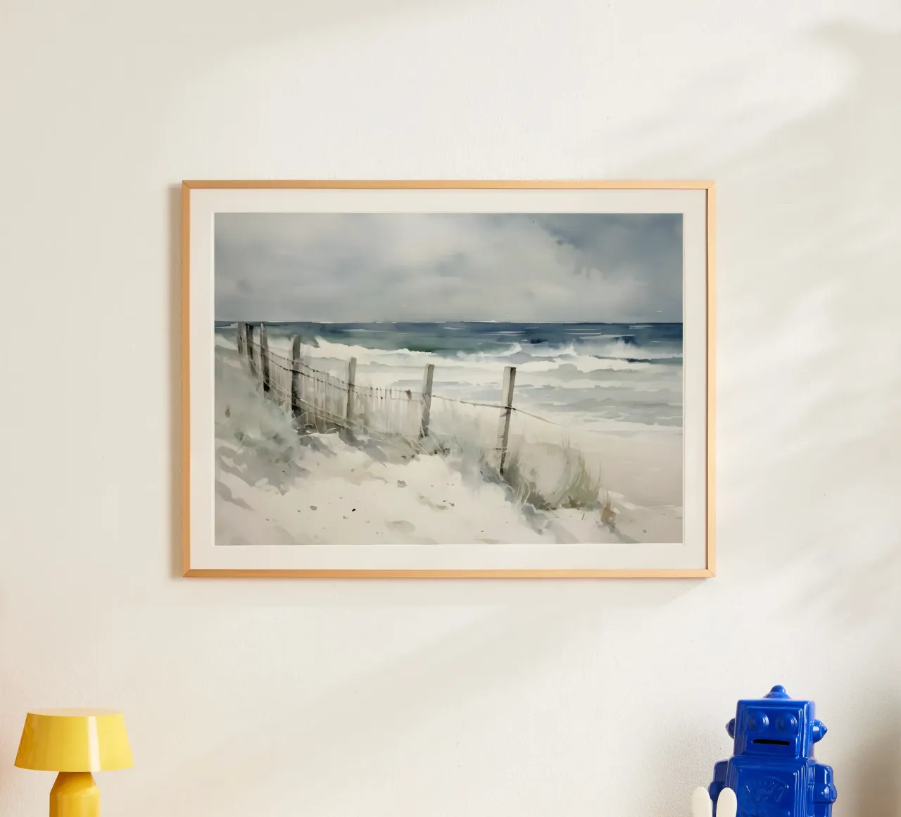 Strand am Meer: Moody Aquarell, Küstenlandschaft, Ozean Wa Poster von NorwesClub