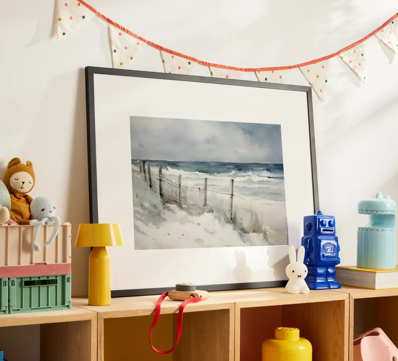 Strand am Meer: Moody Aquarell, Küstenlandschaft, Ozean Wa Poster von NorwesClub