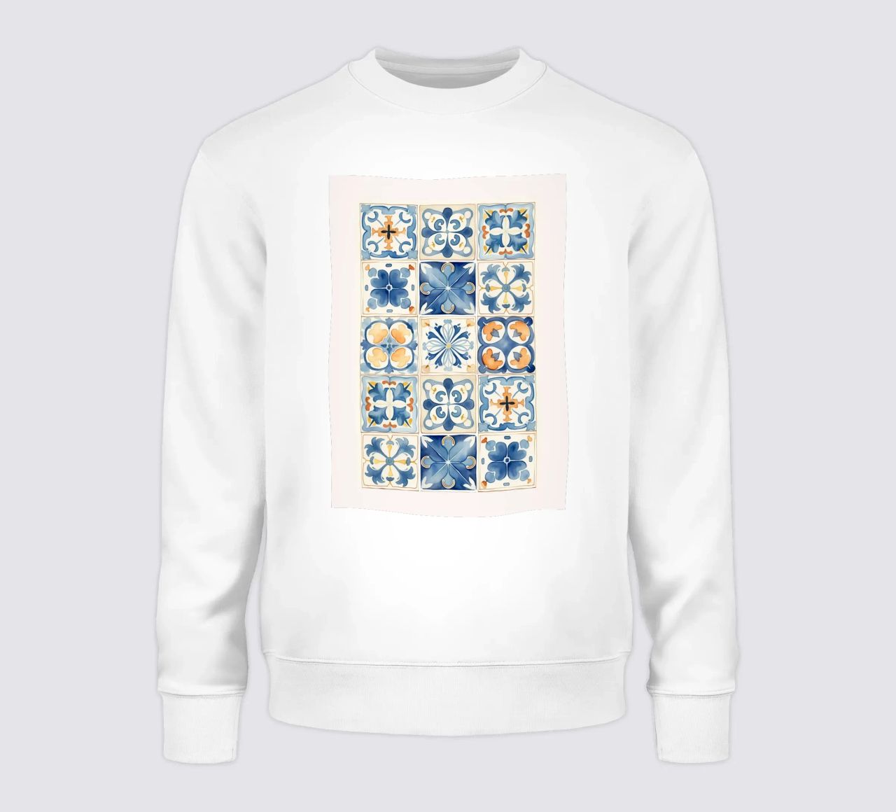 Piastrelle mediterranee: Blu e arancio, Azulejo, Pattern Art felpa da NorwesClub