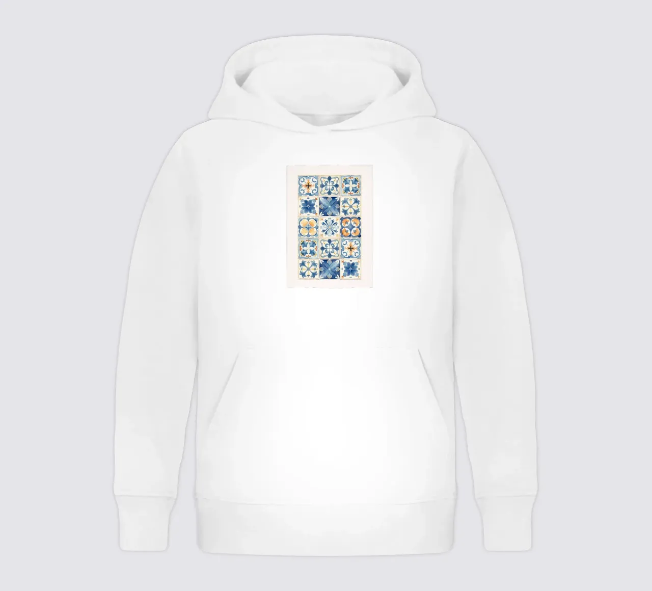 Piastrelle mediterranee: Blu e arancio, Azulejo, Pattern Art felpa bambino con cappuccio da NorwesClub