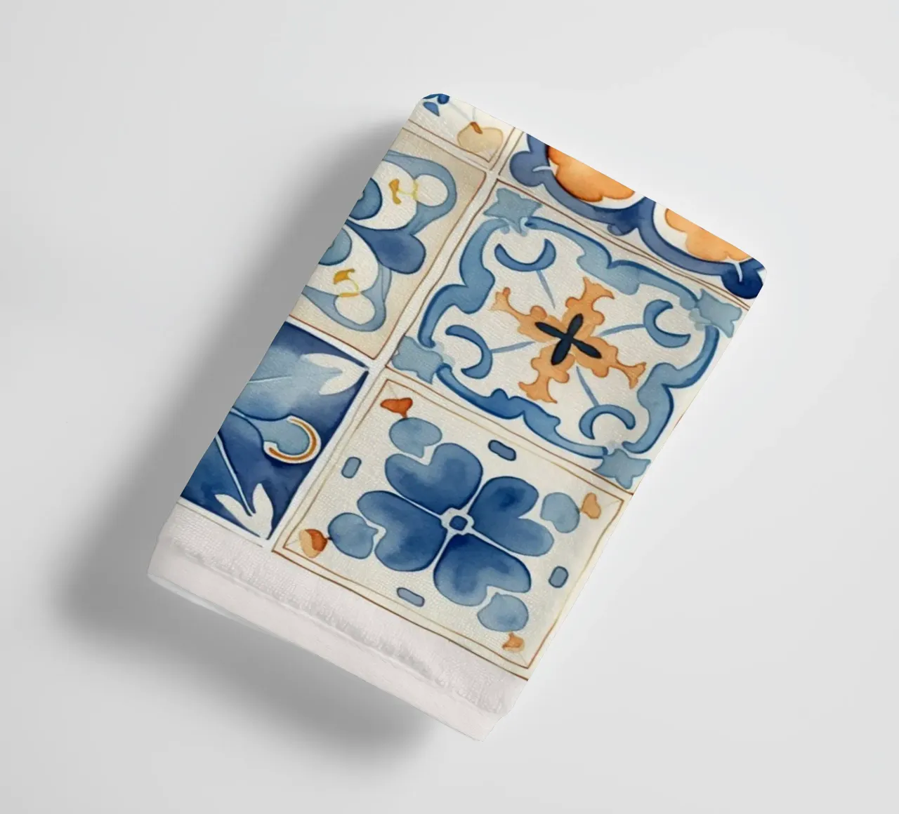 Piastrelle mediterranee: Blu e arancio, Azulejo, Pattern Art asciugamano da bagno da NorwesClub