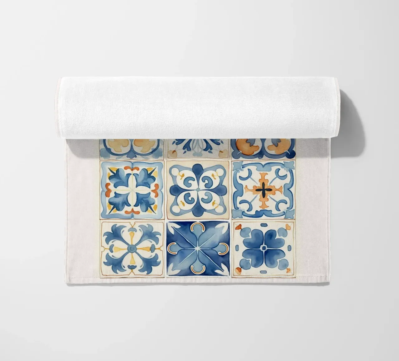 Azulejos Mediterráneos: Azul y Naranja, Azulejo, Pattern Art toalla de playa de NorwesClub